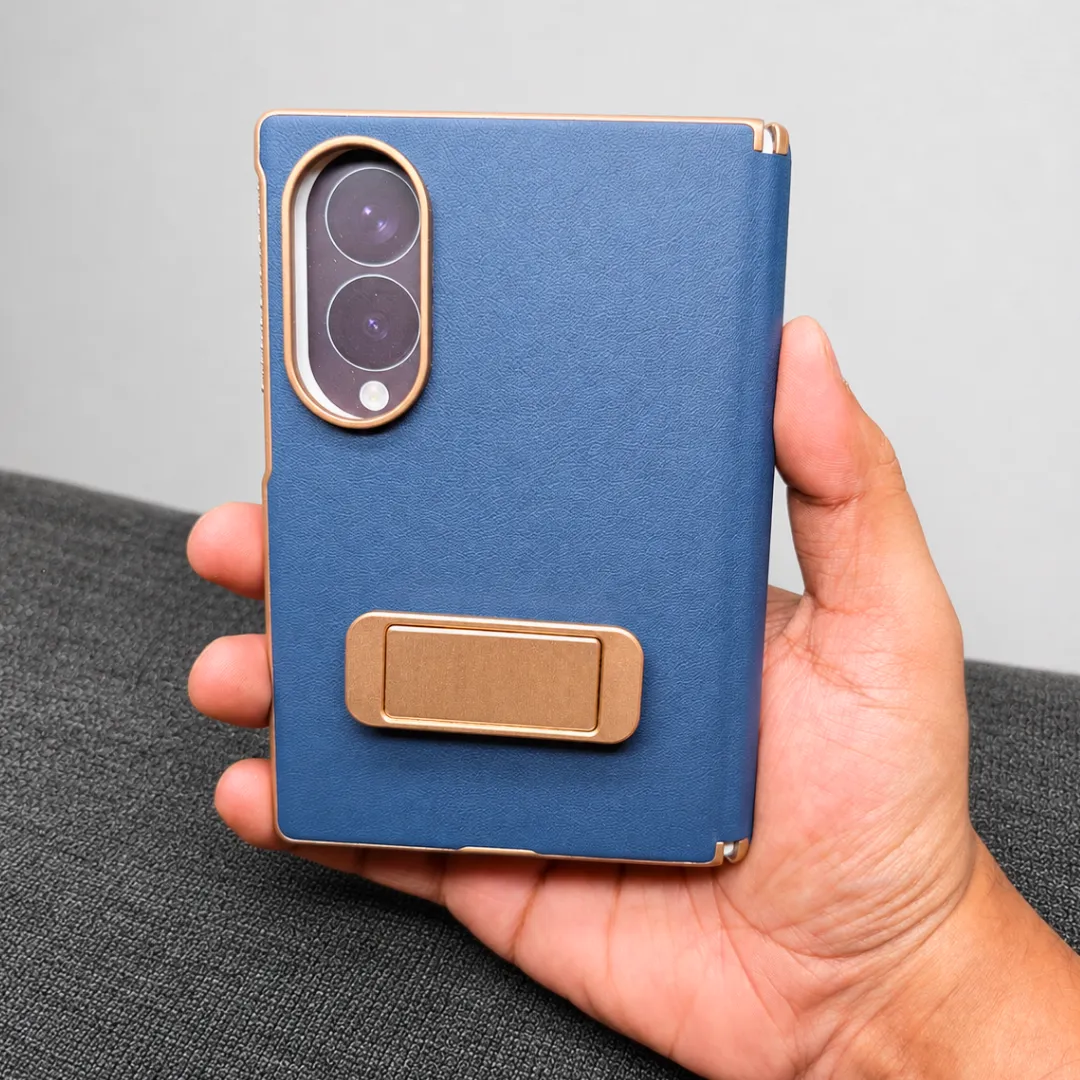 Samsung Galaxy Z Fold 8 Back Leather Case with Metal Stand (Only Back) - Image 4