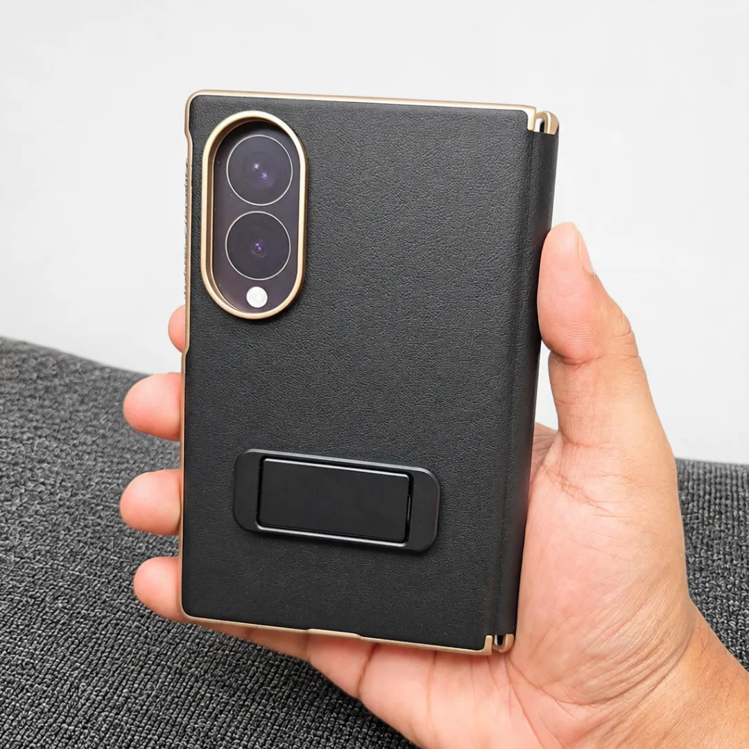 Samsung Galaxy Z Fold 8 Back Leather Case with Metal Stand (Only Back) - Image 5
