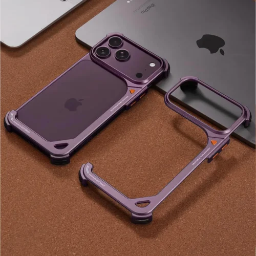 651s56v1df5b OATSBASF 9 Shape Aluminum Frameless Case with Stand for iPhone 18 Pro / 18 Pro Max - Shockproof Metal Bumper Cover