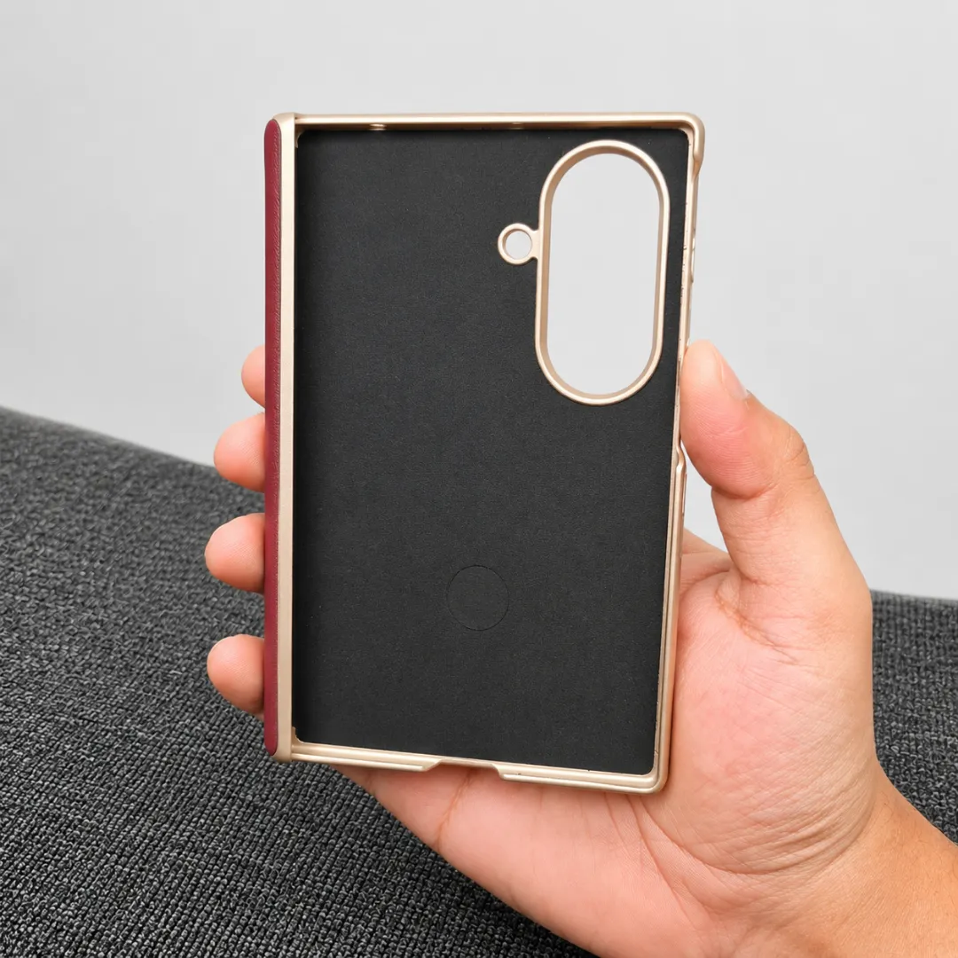 Samsung Galaxy Z Fold 8 Back Leather Case with Metal Stand (Only Back) - Image 2