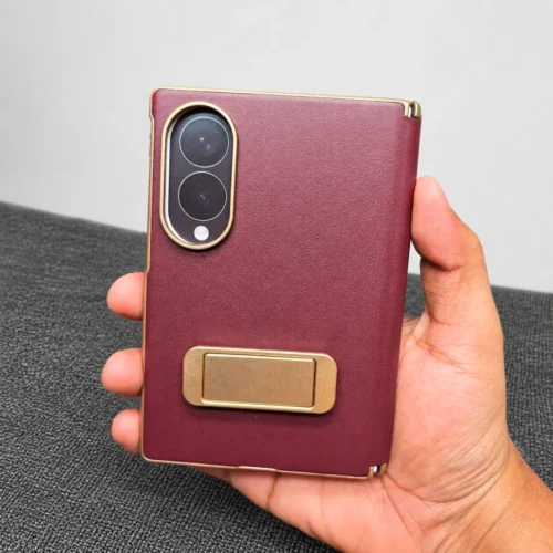 Samsung Galaxy Z Fold 8 Back Leather Case with Metal Stand (Only Back)