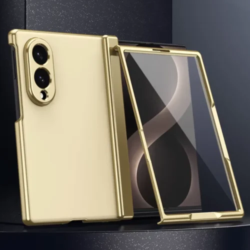 Samsung Galaxy Z Fold 8 Electroplated Frosted Case, 360° Full Hinge Protection with Tempered Glass Film
