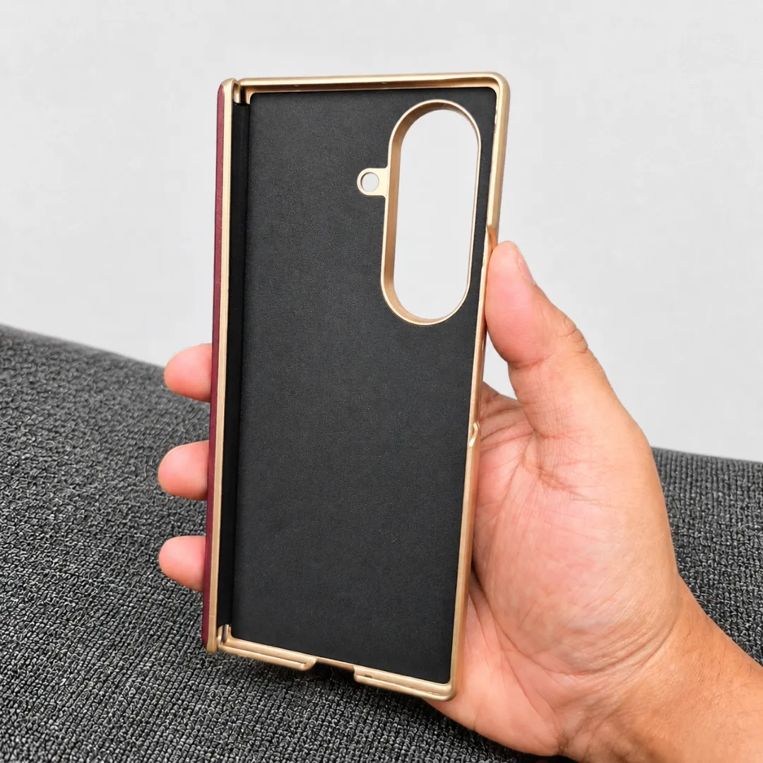 Samsung Galaxy Z Fold 8 Ultra Back Leather Case with Metal Stand (Only Back) - Image 3