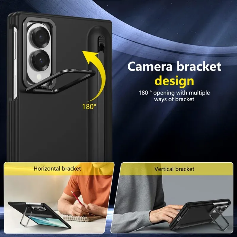 Samsung Galaxy Z Fold 8 Hard PC Case with Stylus, Metal Camera Stand and Front Screen Guard