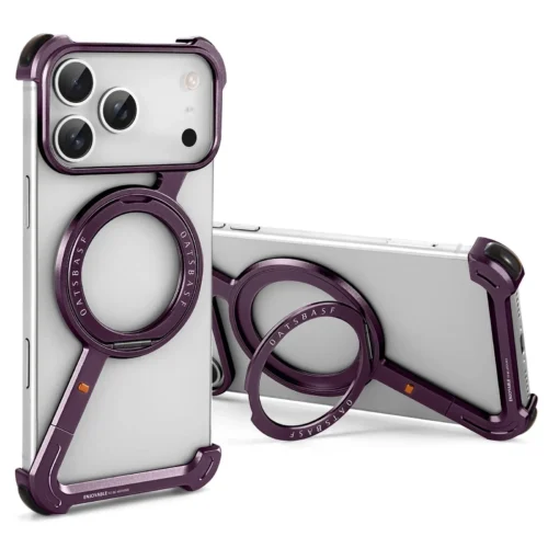 Aluminium Metal Z Shape Bumper Case for iPhone 18/17 Pro Series | Frameless MagSafe Kickstand Cover